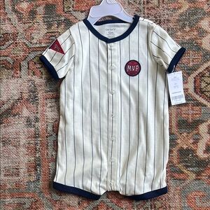 Carter's Cream and Navy Striped MVP Jersey